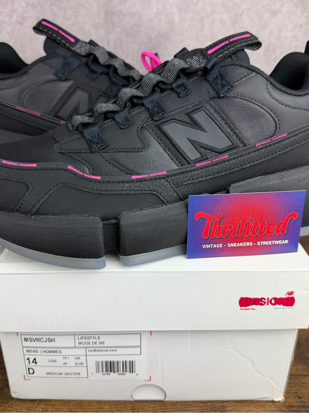 NEW New Balance Vision Racer x Jaden Smith Black Pink Size 14 MSVRCJSH Men Shoes